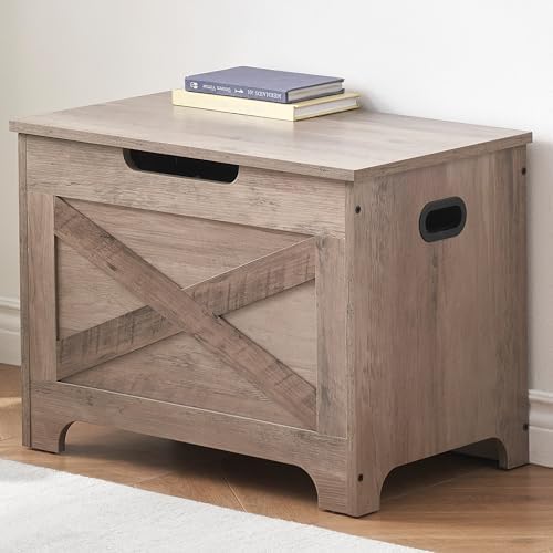 garveehome 23.6 in storage chest, wooden storage bench showing dimensions