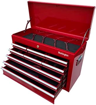 workington portable metal tool chest with 9 drawers on a desk or shelf