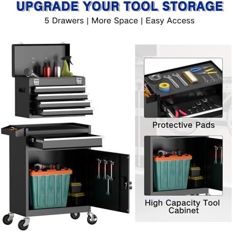 5 drawer tools chest, tool cabinet with universal, package contents
