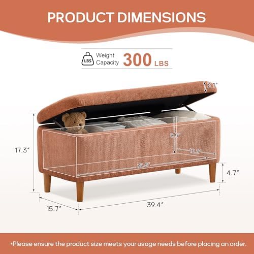 39.4”ottoman with storage set of 2,upholstered comfy storage shown in use