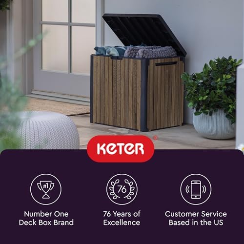 keter premium everwood 30 gal outdoor storage box, view 10