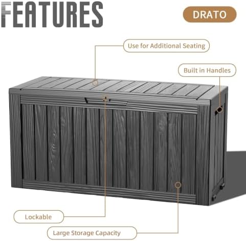 drato 135 gallon deck boxes outdoor waterproof storage, package contents