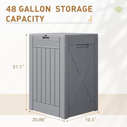 devoko 48 gallon package delivery box outdoor secure, front angle view