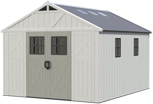 greesum 10x12ft resin outdoor storage shed with floor, view 9