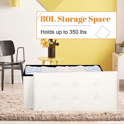 zenstyle 30inches storage ottoman bench, folding footrest stool, side view
