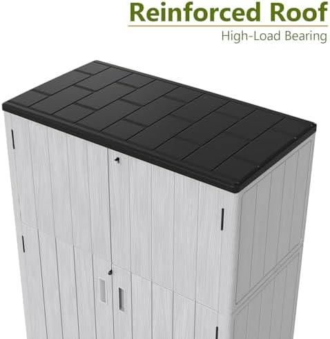 zzm 57 cu.ft outdoor storage cabinet with one on a desk or shelf