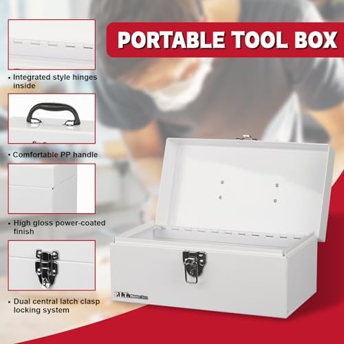 p.i.t. metal tool box 12 inch,portable small toolbox, side view