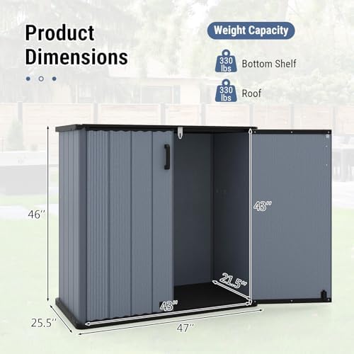 tangkula 23.5 cu.ft outdoor storage shed with lockable, side view