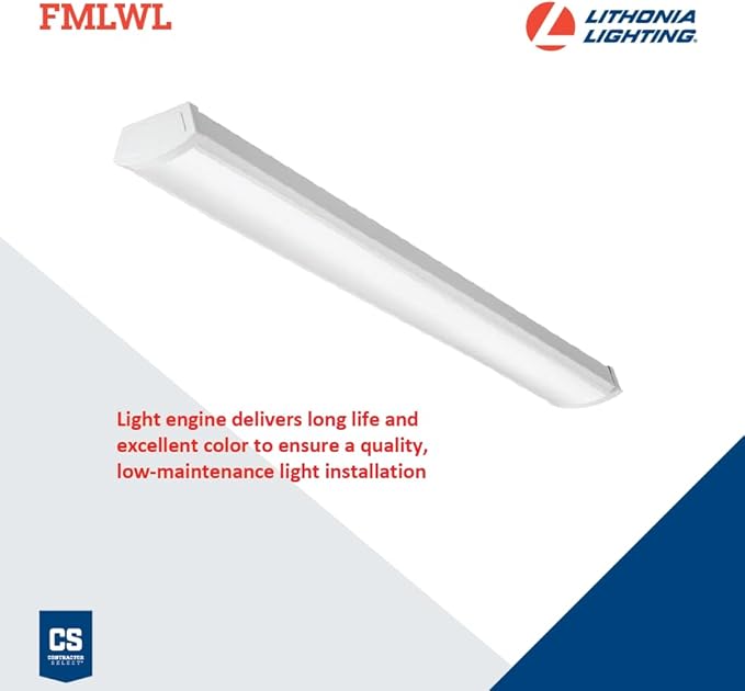 Lithonia Lighting 4 Foot LED Light Fixture, Low-Profile LED Wraparound Flush - Image 4