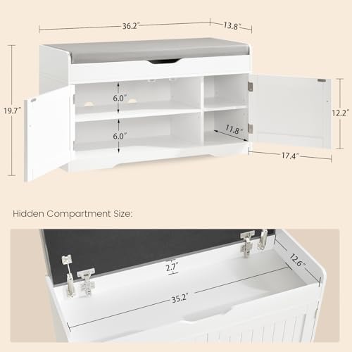 teenfon 2-tier storage bench, shoe bench with adjustable, close-up detail