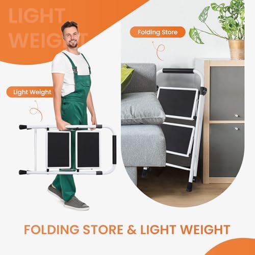Sweetcrispy 2 Step Ladder, 330lbs Folding Step Stool | Portable Stepping Stool with Wide Anti-Slip Pedal, Sturdy Ladder, Convenient Handrail, Black