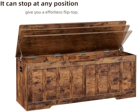 vankiley 51.2" storage chest extra large,wooden storage bench(rustic on a desk or shelf
