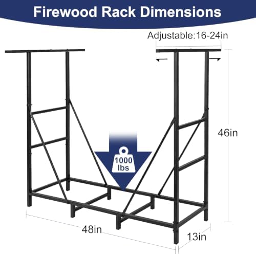honest outfitters 4ft firewood rack outdoor, adjustable heavy shown in use