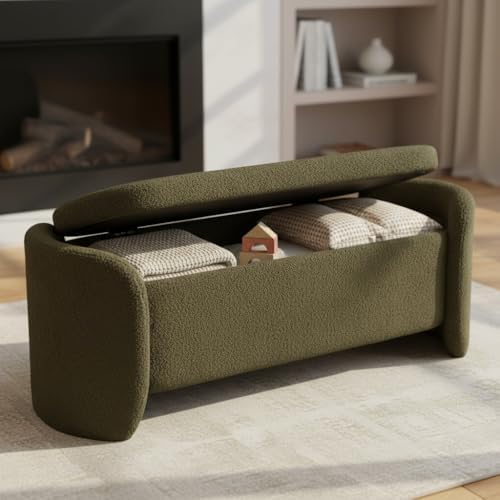 lukealon 50 inch storage ottoman bench, christmas tree, view 9
