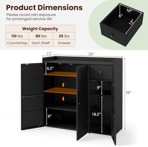 tangkula rattan outdoor storage cabinet with 2 adjustable, package contents