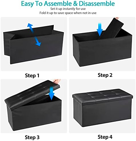 zenstyle 30inches storage ottoman bench, folding footrest stool, package contents