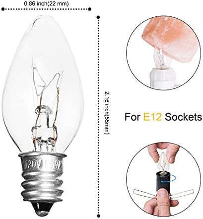 Salt Lamp Cord Replacement 2-Pack with Dimmer Switch 5 feet Lamp Cord and 8-Pack Halogen Salt Lamp Bulbs(15 Watts)