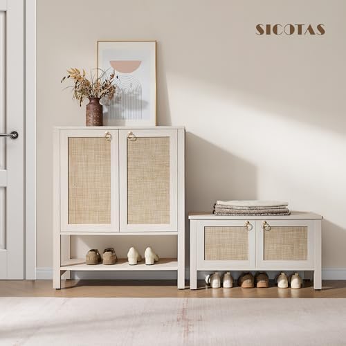 sicotas rattan storage bench boho storage chest with on a desk or shelf
