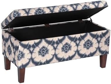 homepop 36" decorative storage bench - blue medallion, side view