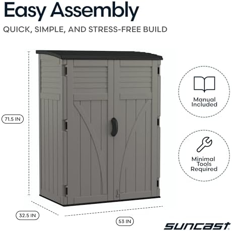 suncast 54 cu ft medium vertical storage shed, view 11