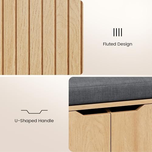 59" storage bench with drawer, 2-tier shoe bench, front angle view
