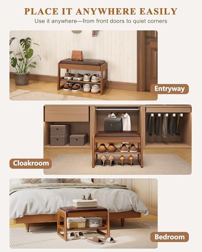 shoe rack bench with hidden storage, 2‑tier solid, view 9