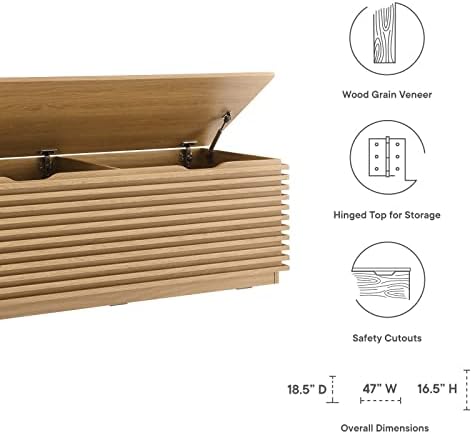 modway render 47" wood grain storage bench in, package contents