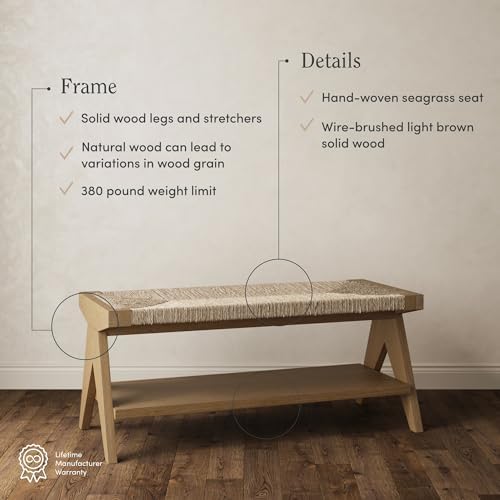 nathan james beacon bohemian bench seat with shoe, side view
