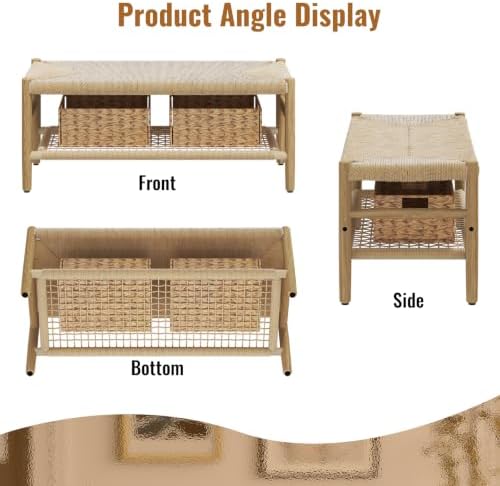 recaceik indoor entryway bench with paper cord ottoman, package contents