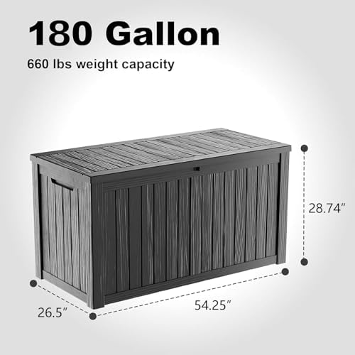 drato 180 gallon outdoor storage box, large waterproof shown in use
