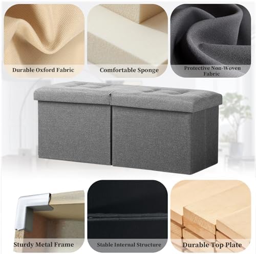 bsketa storage ottoman bench, 34" folding linen foot, view 9