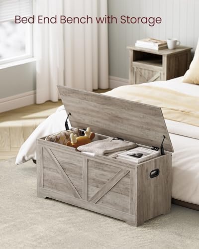 vasagle storage chest with 2 safety hinges, 15.7, side view