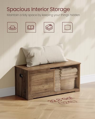 vasagle storage chest, 39.4 inches width bench with showing dimensions