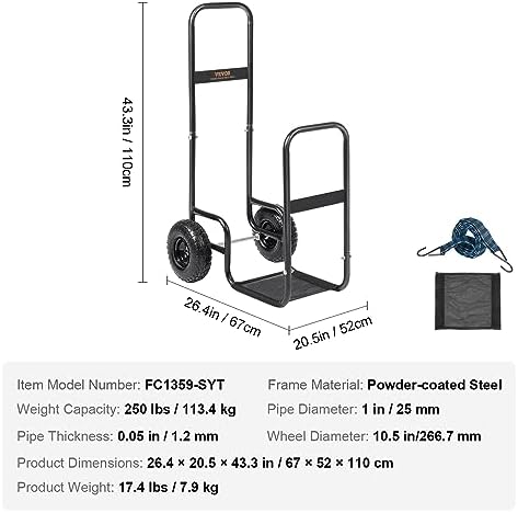 vevor log cart 250 lbs load capacity, outdoor on a desk or shelf