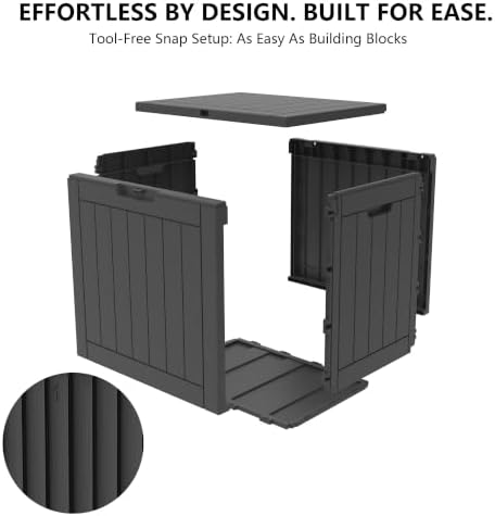 outdoor storage box, 35 gallon waterproof deck box, front angle view