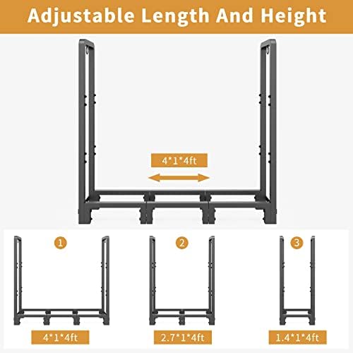 mr ironstone 4ft firewood rack outdoor indoor, upgraded shown in use