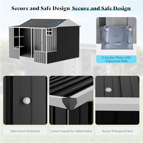 vanacc 9x9x7 ft metal shed with dual storage, package contents