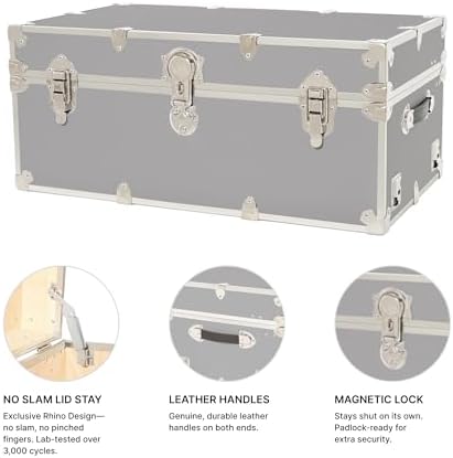 rhino classic large trunk for camp & college, side view