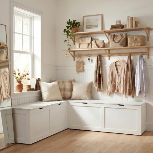 63” breakfast nook bench, l shaped storage bench, front angle view