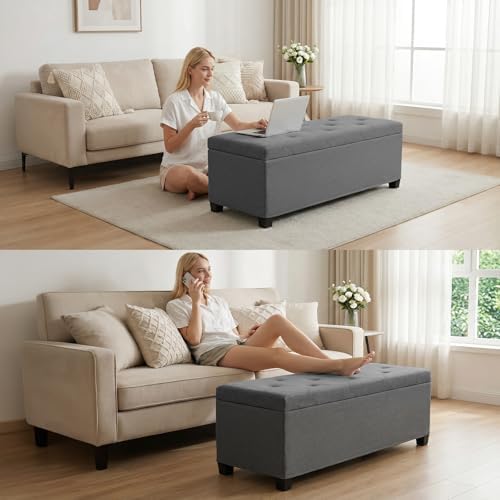 dumos storage ottoman bench, 43.3 inch end of on a desk or shelf