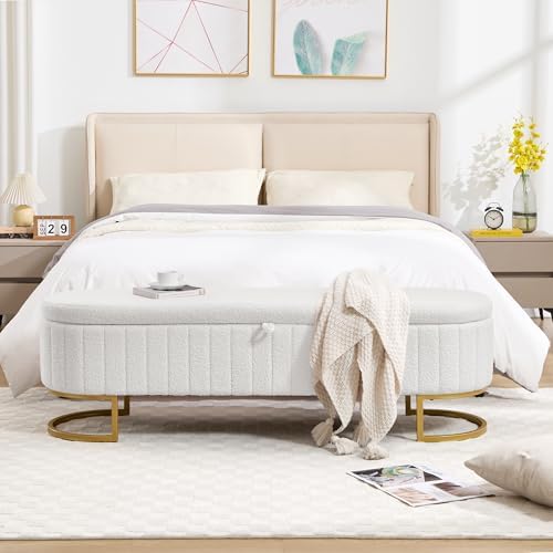 storage ottoman bench, 63" teddy end of bed, close-up detail