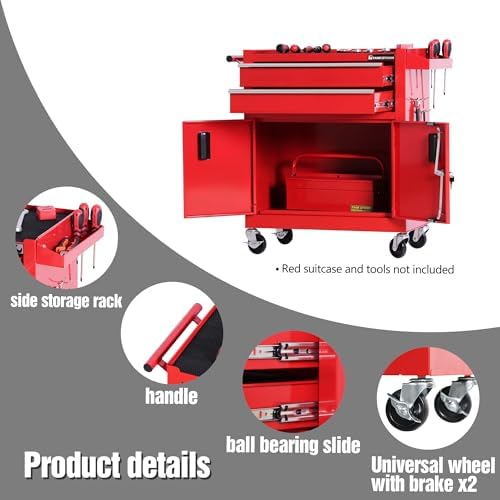 tool chest heavy duty cart steel rolling tool, side view