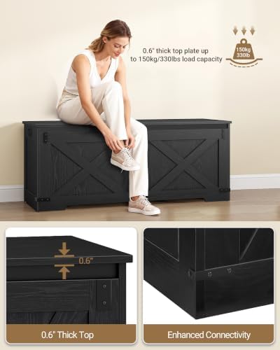 hzuaneri 47" storage bench, lift top,225l/59gal storage chest, side view