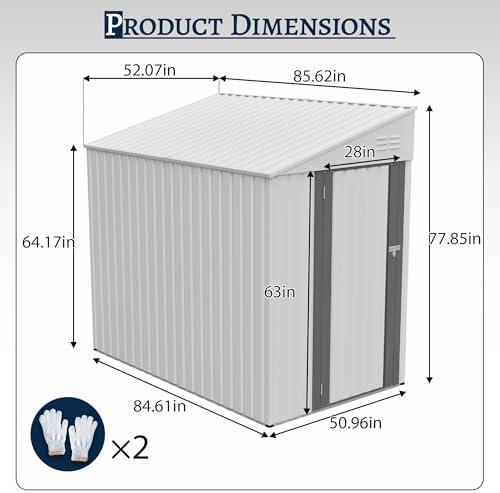 yopto 4x7 ft outdoor storage shed lean to, close-up detail