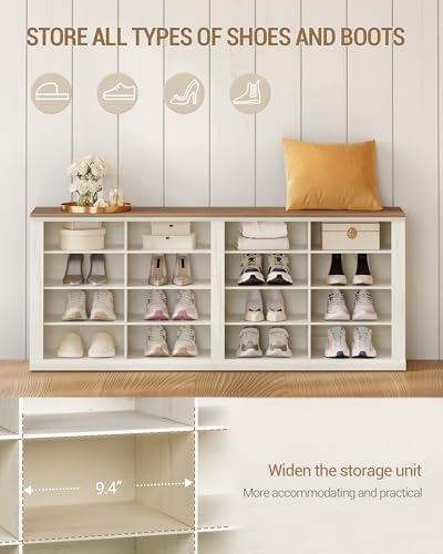 hzuaneri shoe storage bench, wooden entryway shoe benches, side view