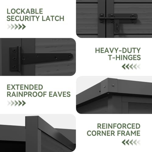 aoxun 55 cuft outdoor tall storage shed, 5×3×7ft on a desk or shelf