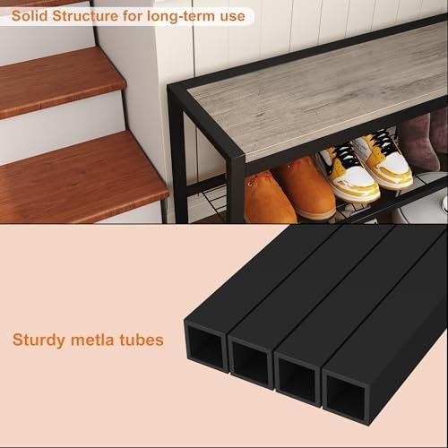homefort 2 tiers shoe bench, retro industrial shoe on a desk or shelf