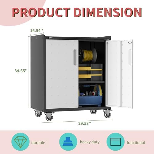 garage tool storage cabinet with wheels & 2, close-up detail