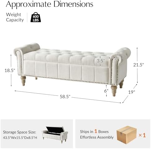 hulala home farmhouse storage bench, ivory shown in use