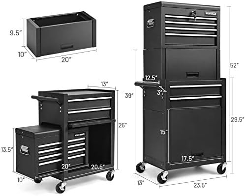 nightcore 6 drawer rolling tool chest, 3 in, close-up detail